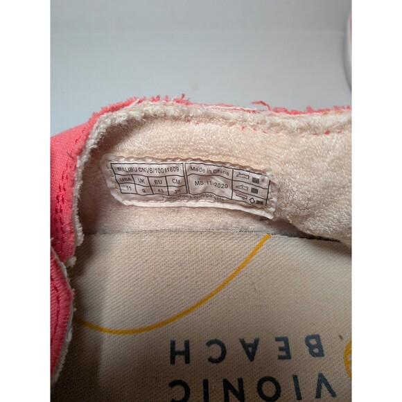 Vionic Beach Canvas Slip-On Sneakers Malibu Womens Sz 11 Coral Pink Comfort Shoe - Picture 10 of 15